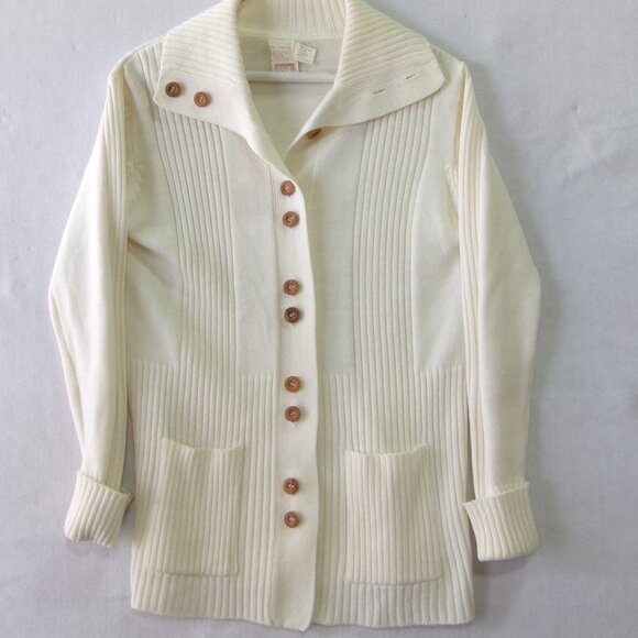 Vintage Montgomery Ward Ribbed Button Front‎ Cardigan Sweater Women's Size Large - Picture 1 of 5